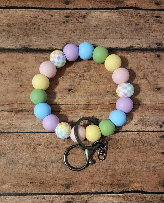 Pastel Rainbow Checker Wristlet