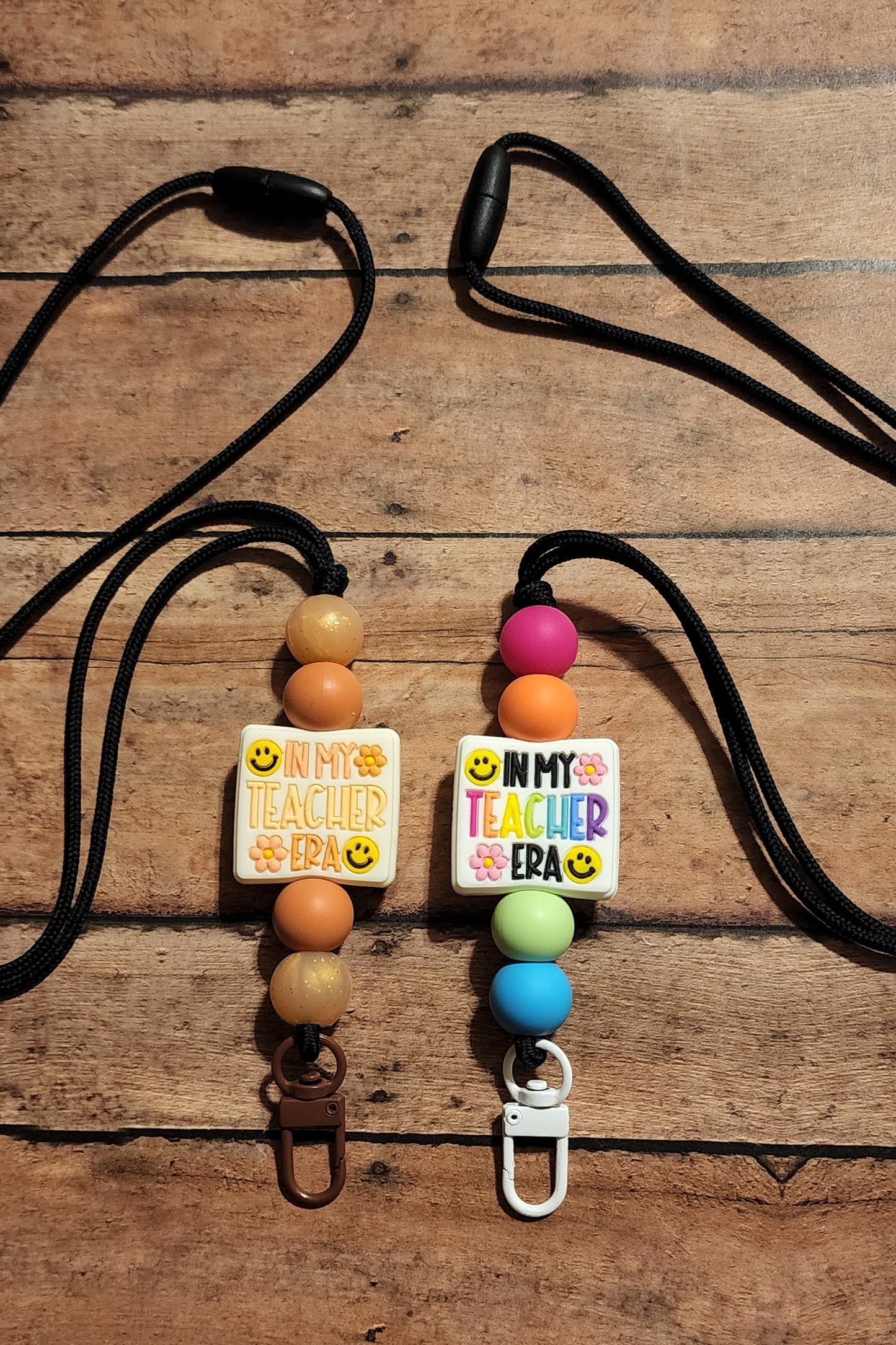 Teacher Silicone Bead Lanyard | "In My Teacher Era" Charm | Neutral and Colorful Options