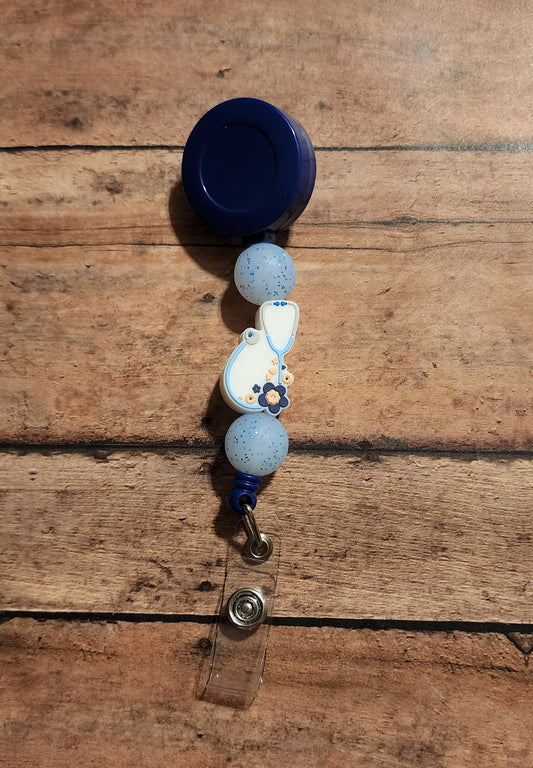 Floral Stethoscope Silicone Bead Badge Reel | Cute Nurse Badge Reel