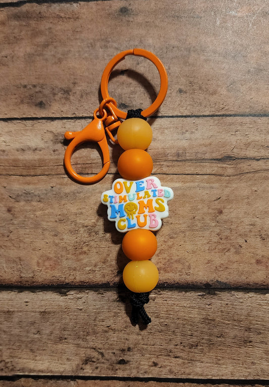 Overstimulated Moms Club Silicone Bead Keychain | Orange Beads