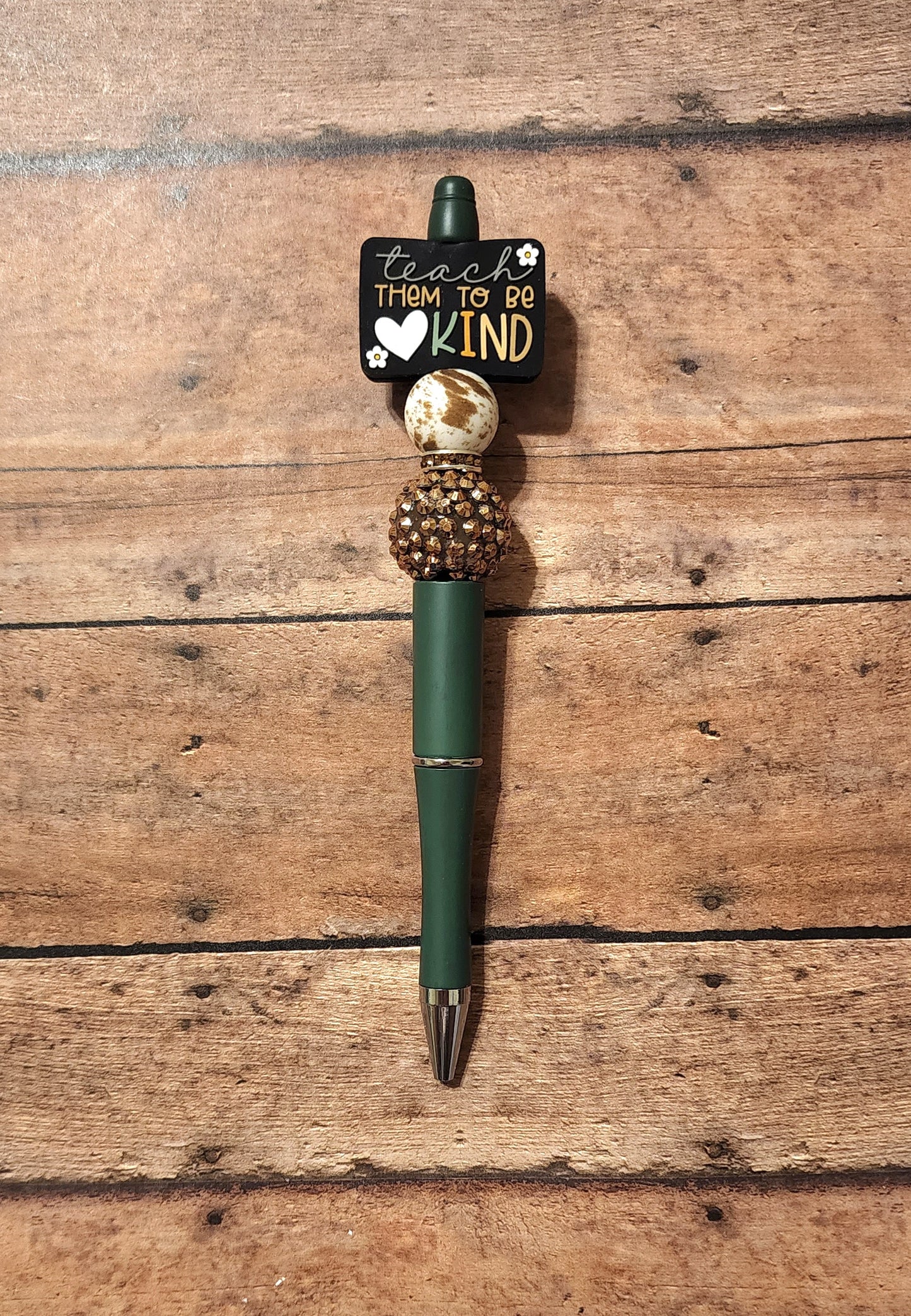 Teach Them To Be Kind Silicone Beaded Pen | Neutral Silicone Bead Pen