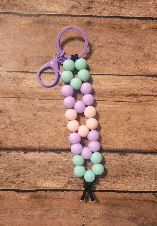 Flower Shaped Silicone Beaded Keychain | Pastel Keychain