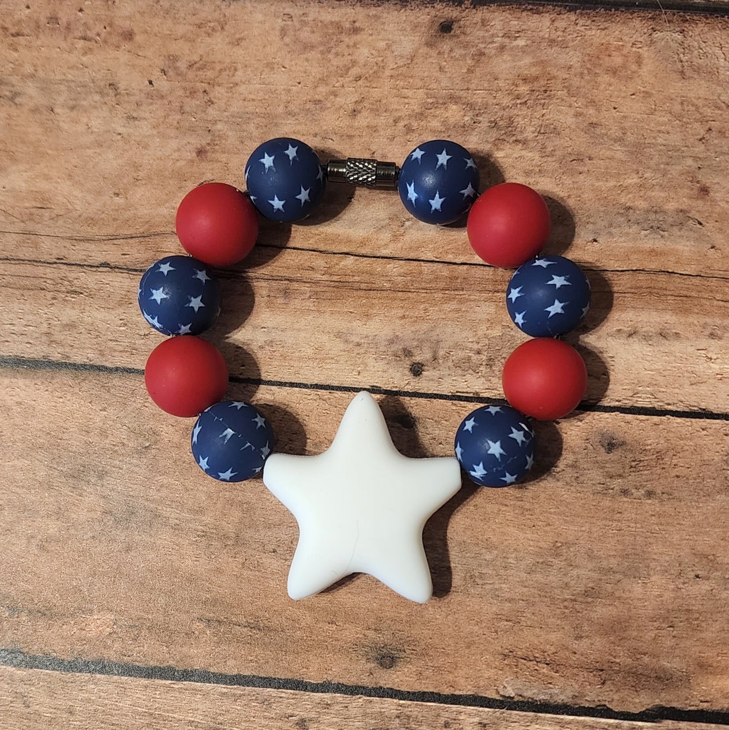Stars & Stripes Silicone Bead Cup Charm | 4th of July Silicone Beaded Cup Charm
