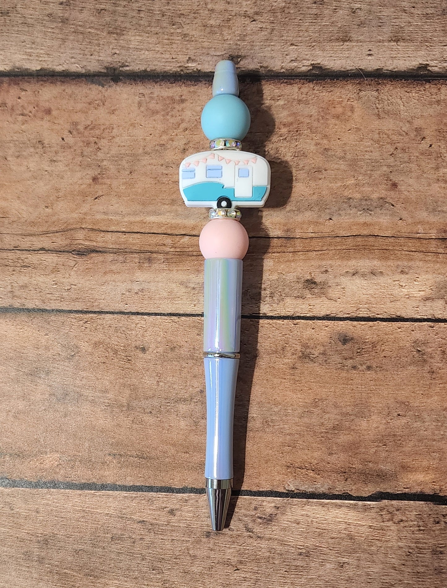 Pastel Camper Silicone Bead Pen | Iridescent Silicone Beaded Pen