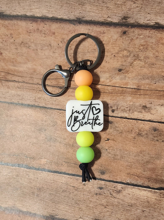 Just Breathe Silicone Bead Mini Keychain | Glow-in-the-Dark Silicone Beaded Keychain
