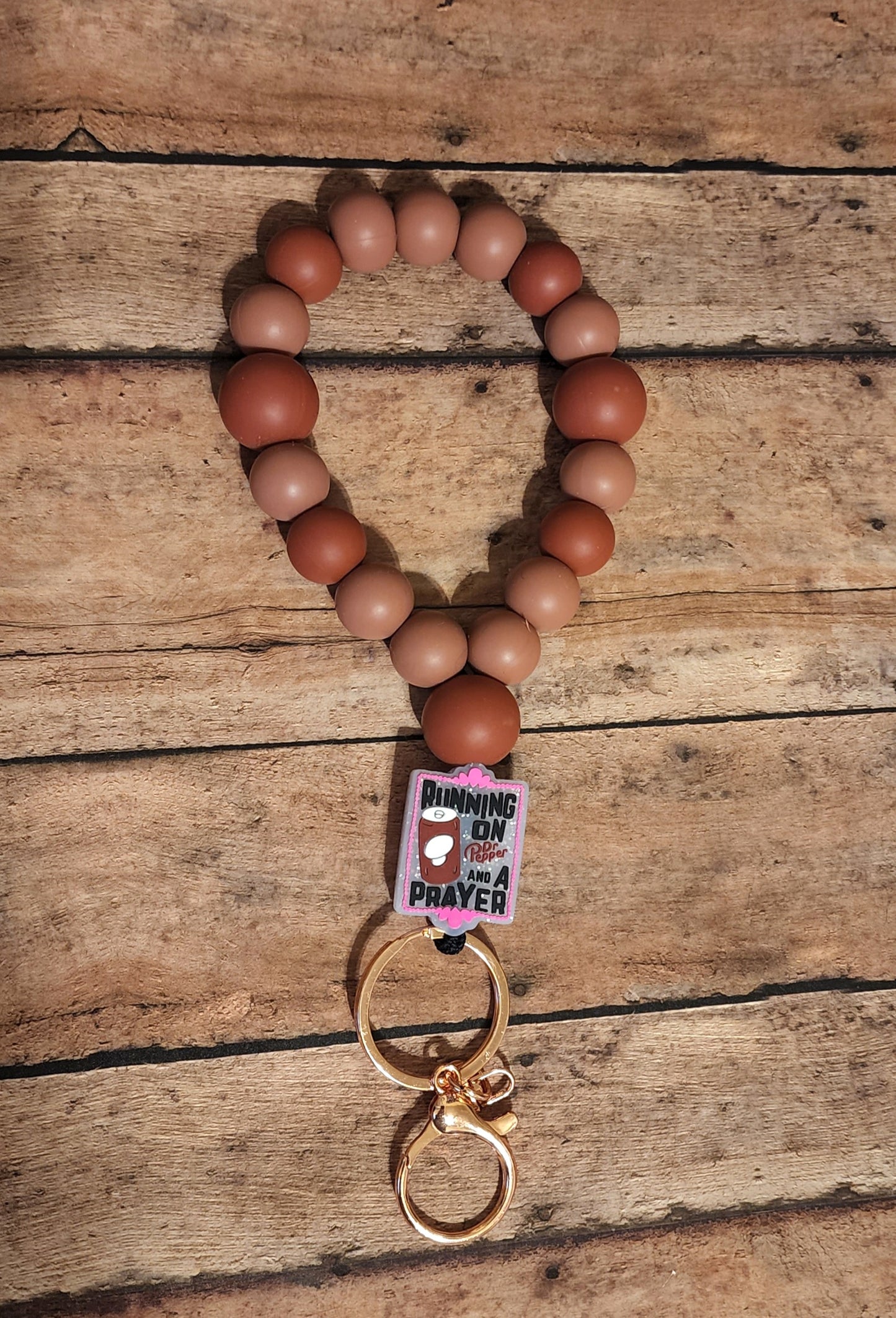 Living On DP & a Prayer Silicone Bead Teardrop Wristlet | Favorite Drink Silicone Beaded Wristlet Keychain