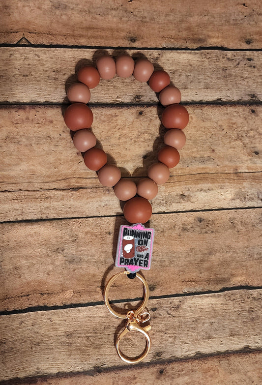 Living On DP & a Prayer Silicone Bead Teardrop Wristlet | Favorite Drink Silicone Beaded Wristlet Keychain