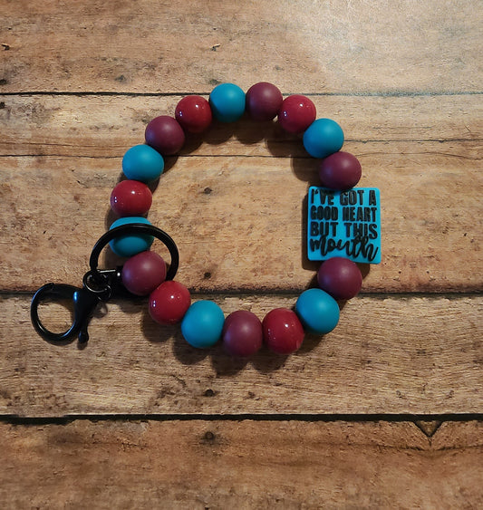 I've Got a Good Heart, But This Mouth | Silicone Beaded Wristlet Keychain