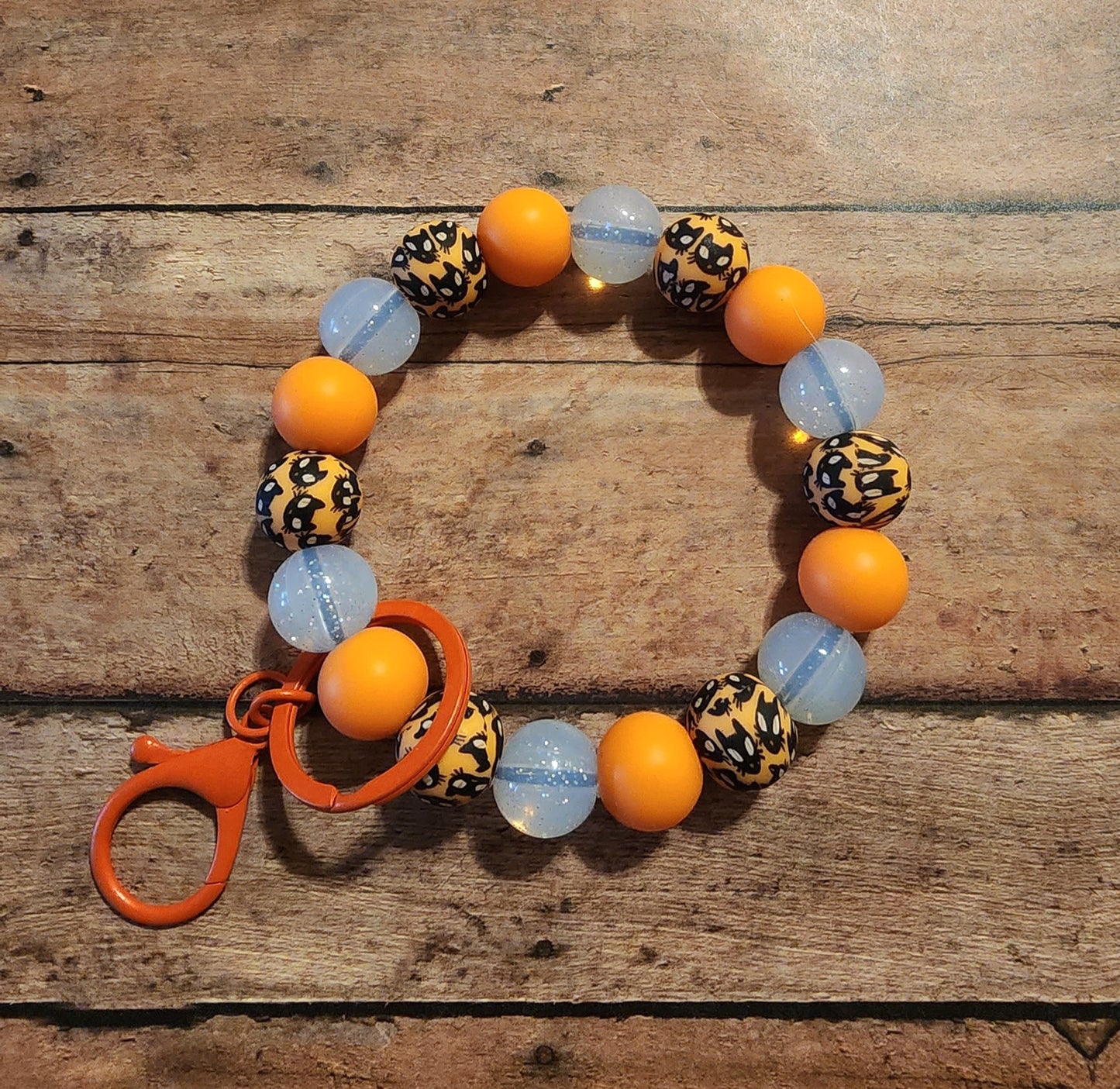 Black Cat | Glitter Silicone Beaded Wristlet Keychain