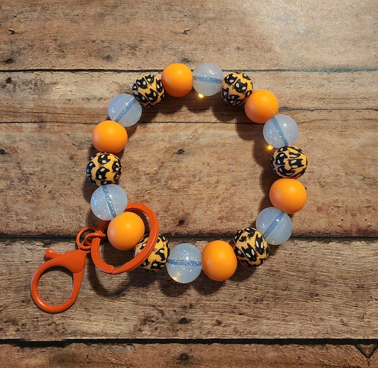 Black Cat | Glitter Silicone Beaded Wristlet Keychain