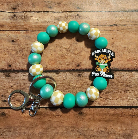 Margaritas Por Favor | Silicone Beaded Wristlet Keychain