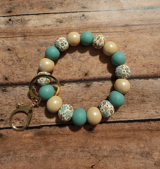 Wildflower Toadstools | Silicone Beaded Wristlet Keychain