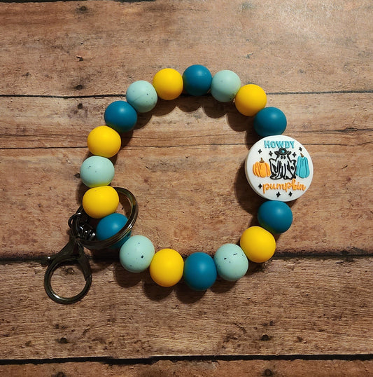 Howdy Pumpkin | Silicone Beaded Wristlet Keychain