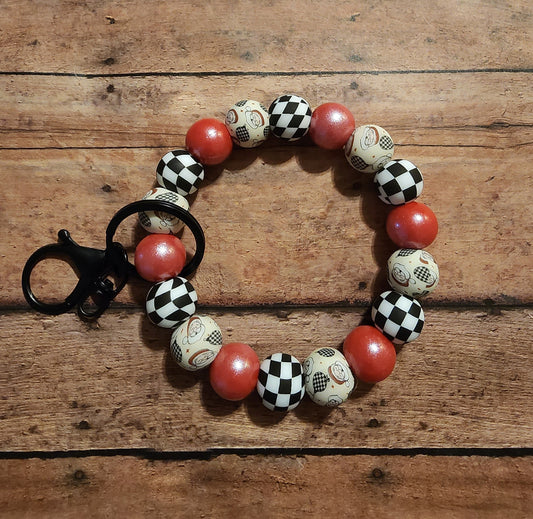 Santa Checker | Silicone Beaded Wristlet Keychain