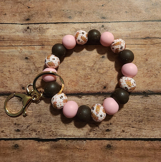 Iced Coffee Checker | Silicone Beaded Wristlet Keychain