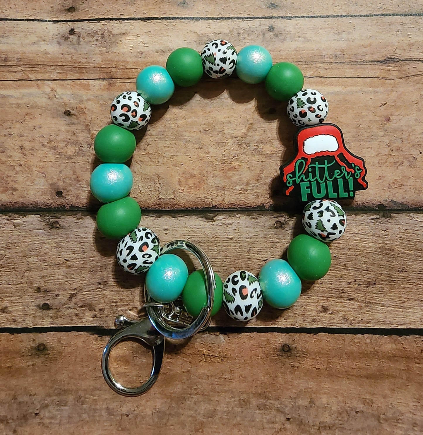 Shitter's Full | Leopard Silicone Beaded Wristlet Keychain