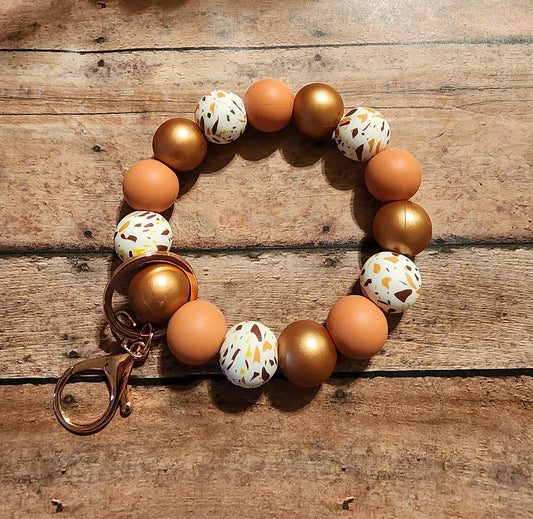 Copper Terrazzo | Silicone Beaded Bubble Wristlet Keychain