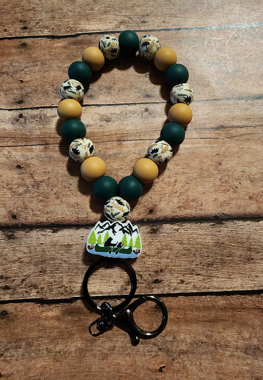 Mountain Camp | Silicone Beaded Teardrop Wristlet Keychain