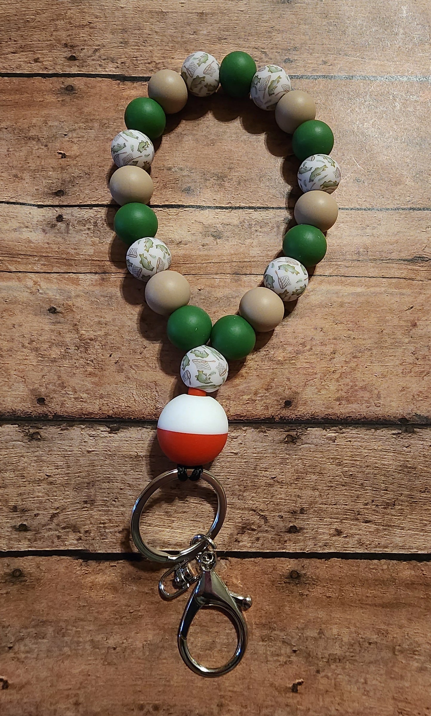 Gone Fishing | Silicone Beaded Teardrop Wristlet Keychain