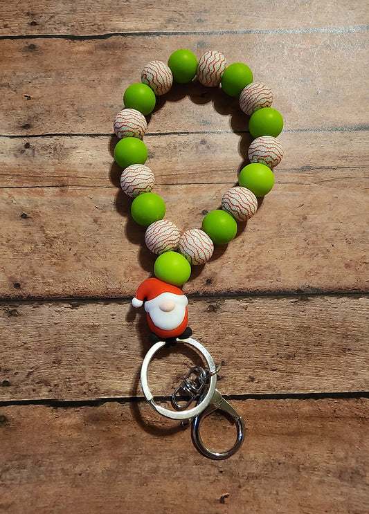 Merry Gnome | Silicone Beaded Teardrop Wristlet Keychain