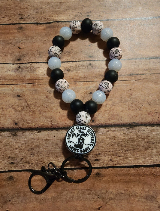 This Princess Wears Boots | Silicone Beaded Teardrop Wristlet Keychain