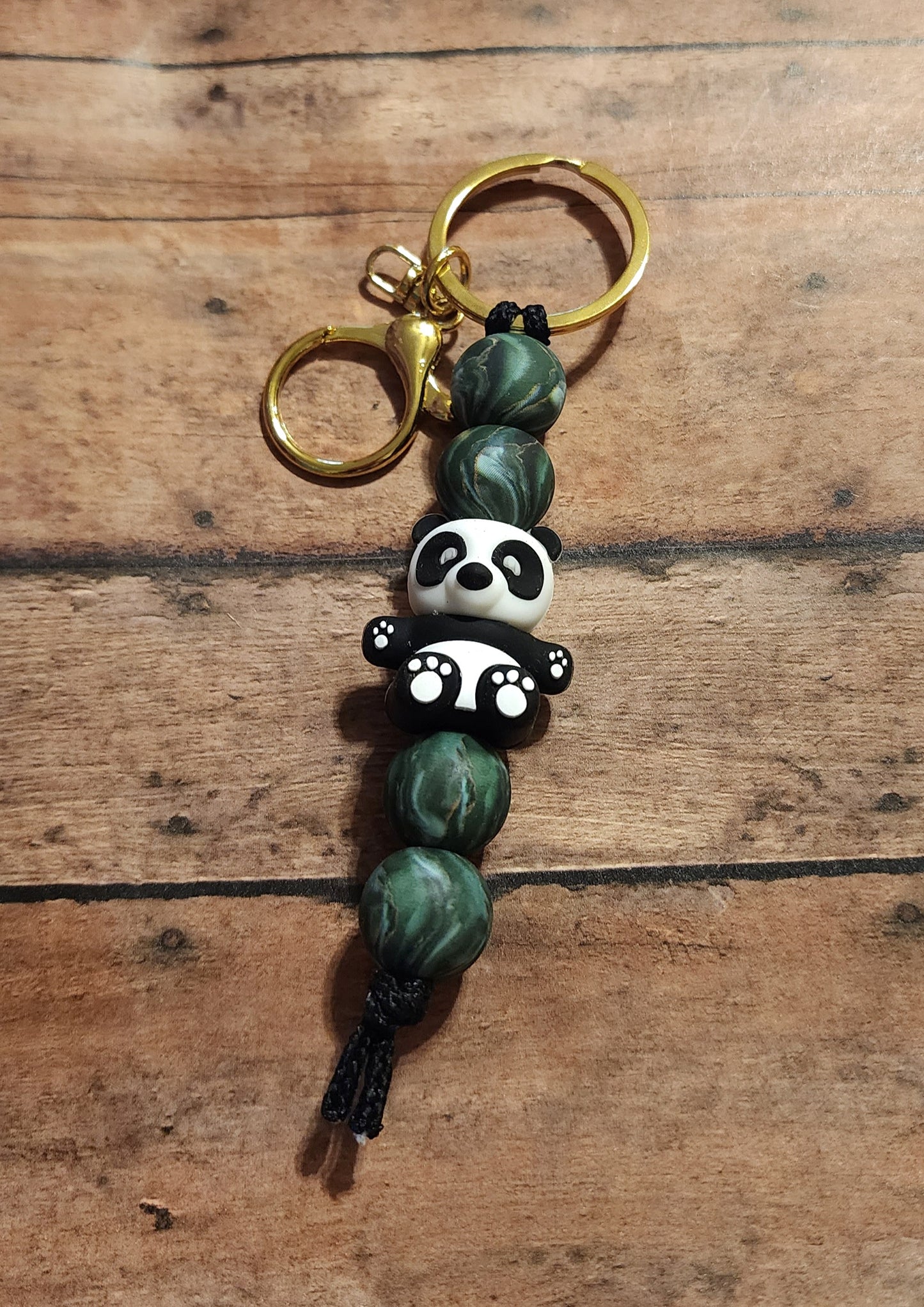 Emerald Panda | Silicone Beaded Mini Keychain