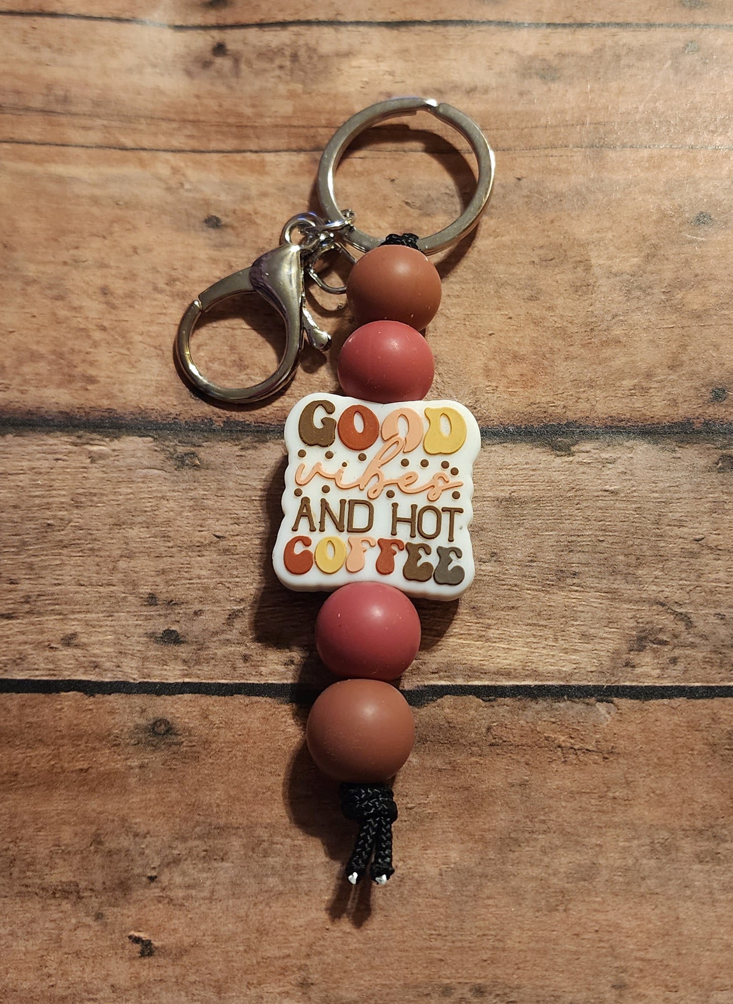 Good Vibes & Hot Coffee | Silicone Beaded Mini Keychain