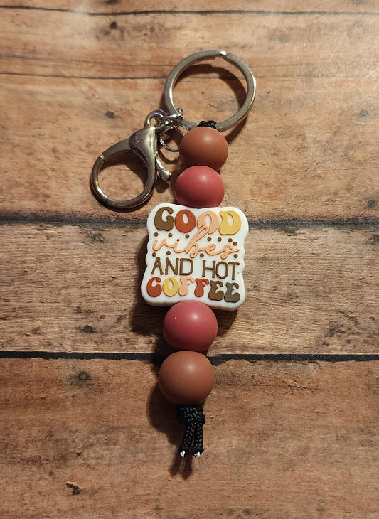 Good Vibes & Hot Coffee | Silicone Beaded Mini Keychain