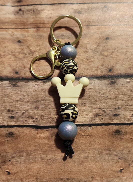 Leopard Crown | Silicone Beaded Mini Keychain