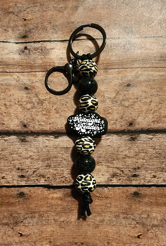 Midnight Reader Leopard Print | Silicone Beaded Keychain