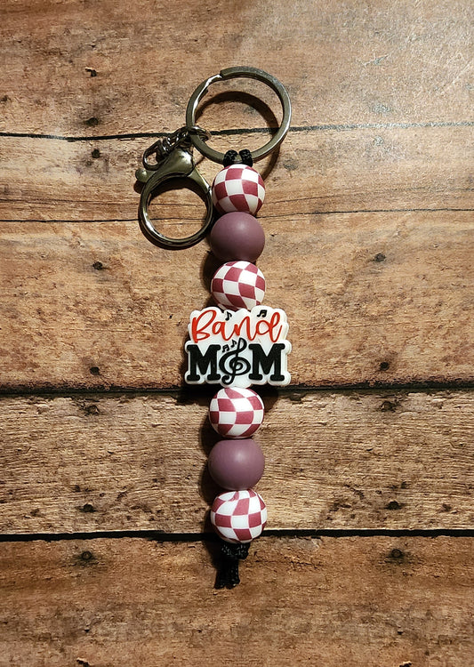 School Spirit Band Mom | Silicone Beaded Keychain