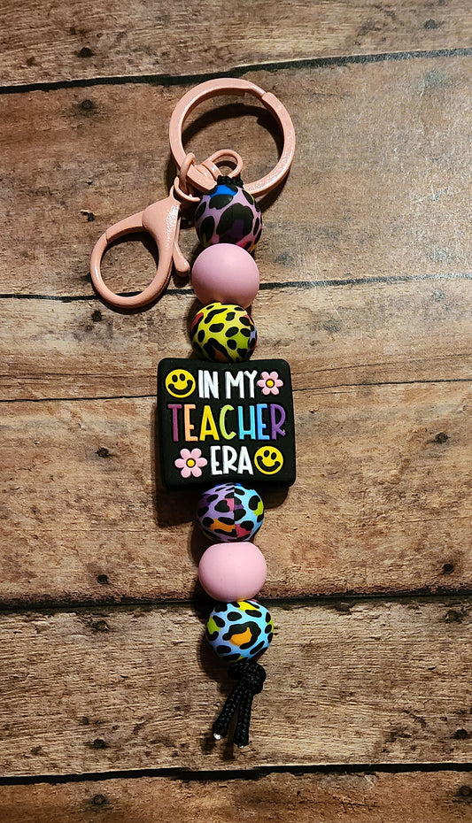 In My Teacher Era | Leopard Silicone Beaded Keychain