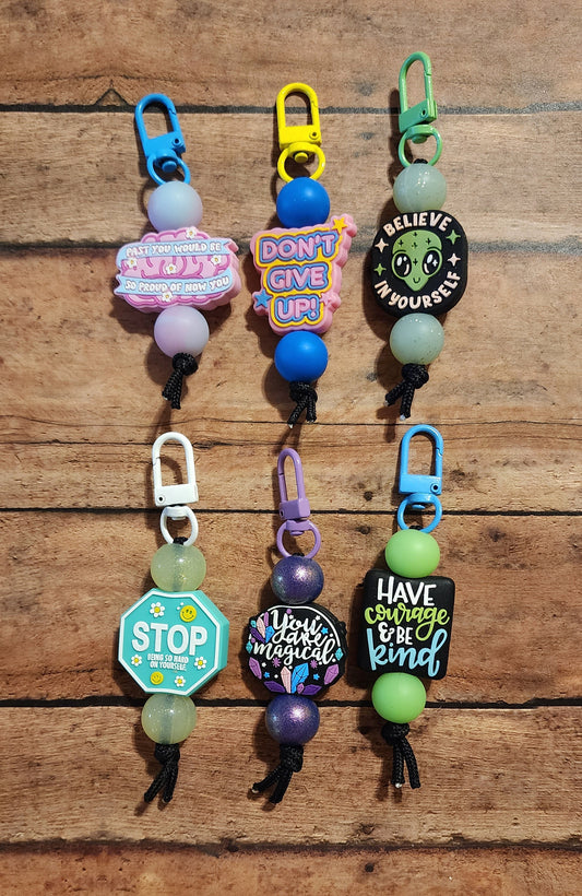 Motivational | Silicone Beaded Zipper Pull Keychain