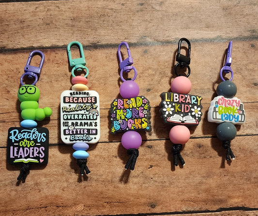 Bookish | Silicone Beaded Zipper Pull Keychain