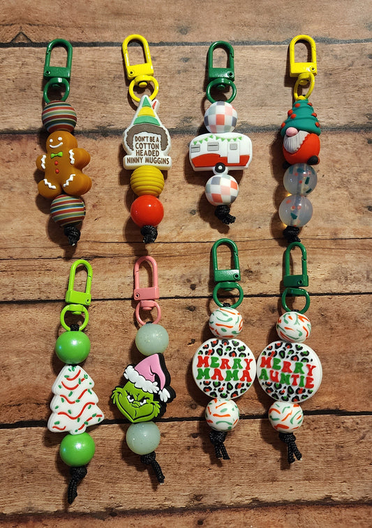 Christmas | Silicone Beaded Zipper Pull Keychain