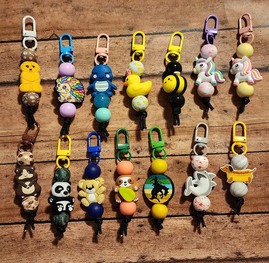 Animals | Silicone Beaded Zipper Pull Keychain