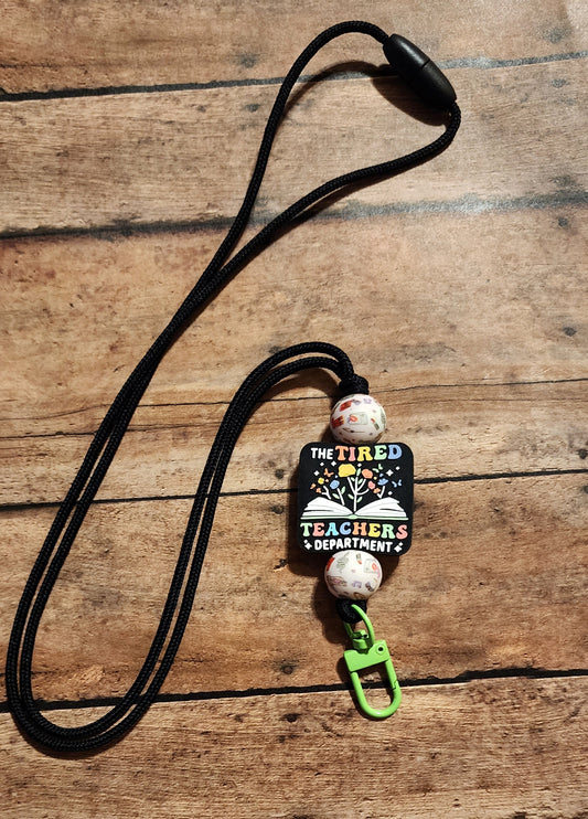 The Tired Teachers Department | Silicone Beaded Lanyard