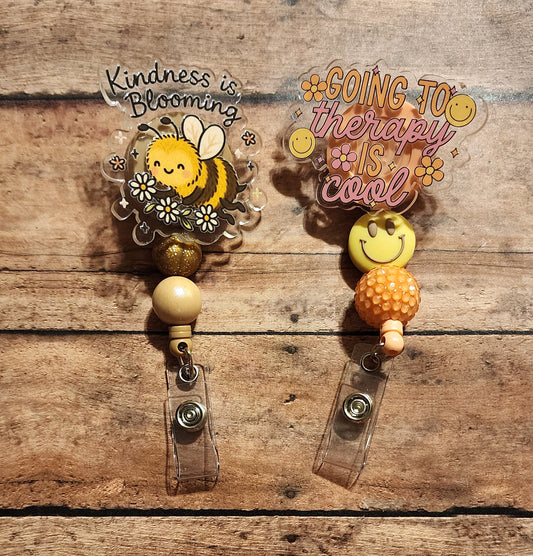 Positive Vibes | Silicone Beaded Badge Reel