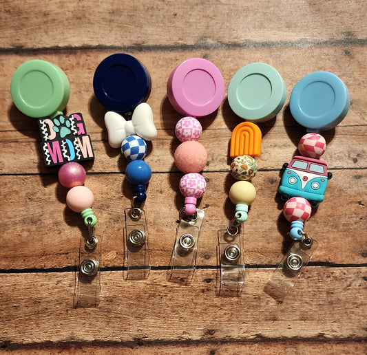 Silicone Beaded Badge Reel