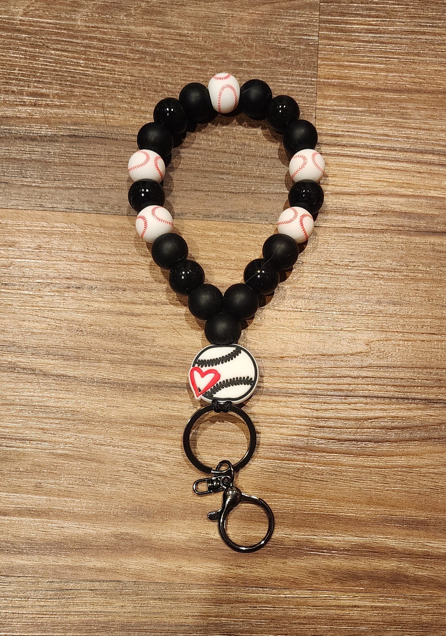 Love Baseball | Silicone Beaded Teardrop Wristlet