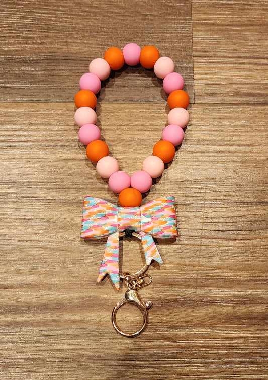 Bright Bow | Silicone Beaded Teardrop Wristlet