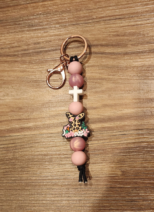 Leopard Bunny | Silicone Beaded Keychain
