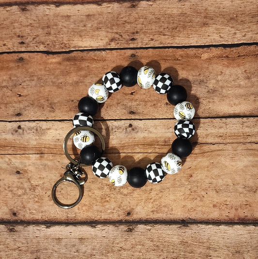 Bumblebee Checker | Silicone Beaded Wristlet