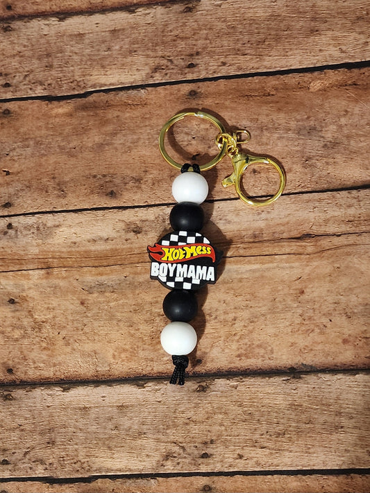 Hot Mess Boy Mama | Silicone Beaded Mini Keychain