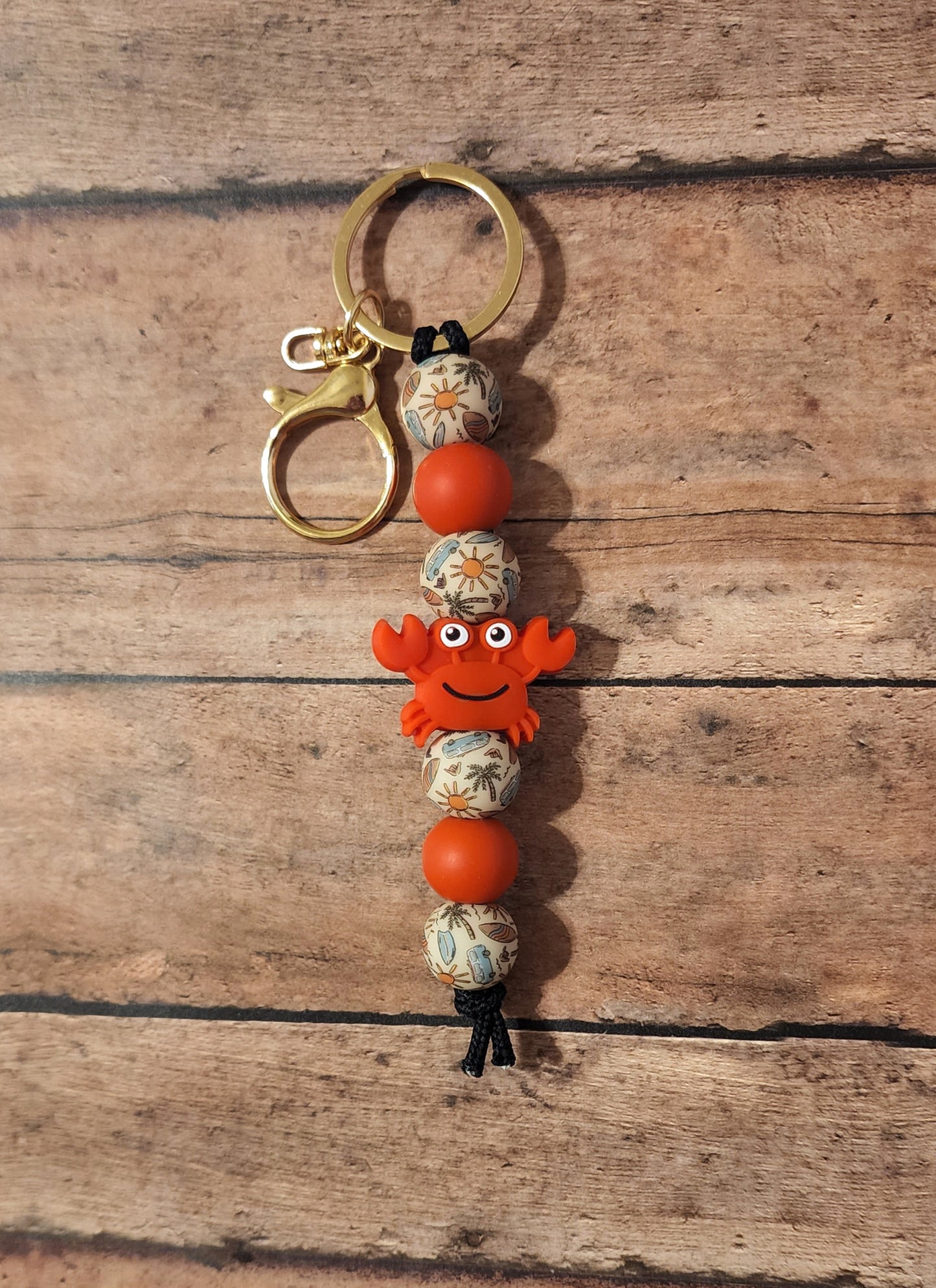Crab Silicone Bead Keychain | Summer Silicone Beaded Keychains